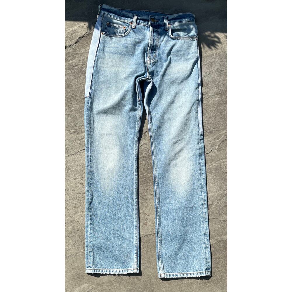 B Sides Plein Relaxed Patchwork Jeans with Printed Back Patches Sz 26 🌎